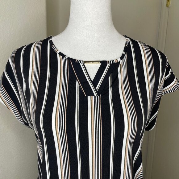 Liz Claiborne Women's Career Striped Keyhole Neck Blouse Top Career size XS - Picture 3 of 5